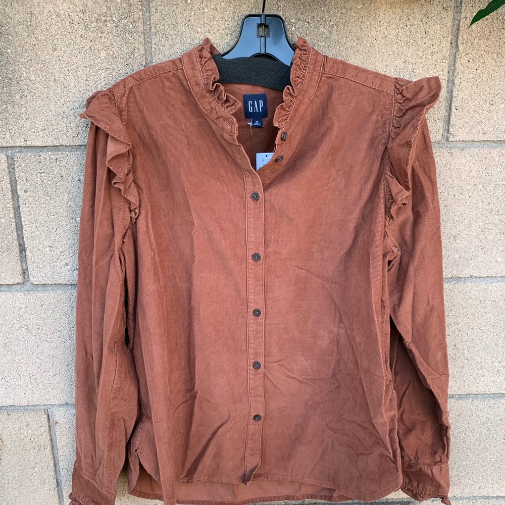 GAP Brown Ruffle Blouse